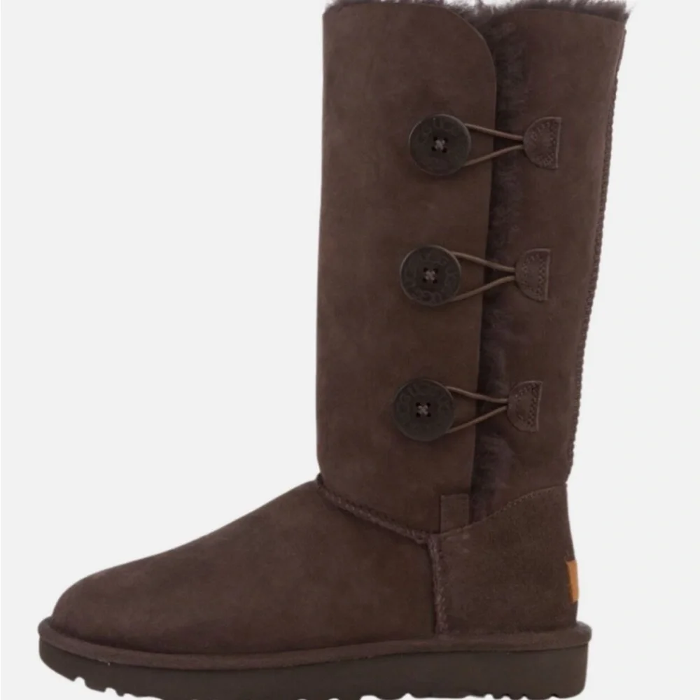 UGG Brown Ankle Boots with Button Detail - Picture 5 of 6